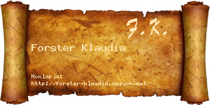 Forster Klaudia névjegykártya